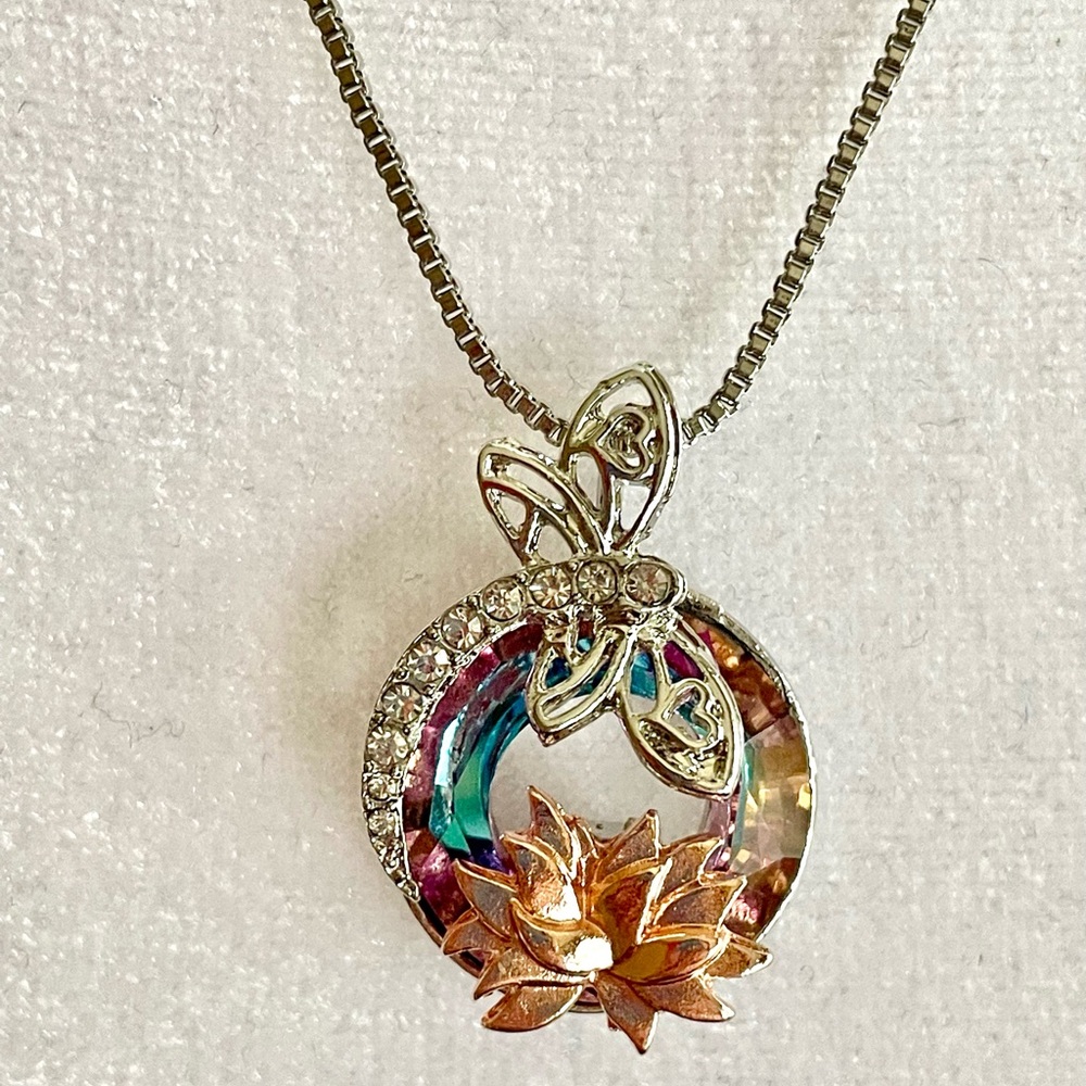 Dragonfly Lotus Necklace